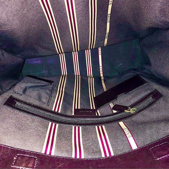 BALLY Brown Leather Trainspotting Work Bag Red Stripe Adjustable Shoulder Strap - Picture 9 of 17